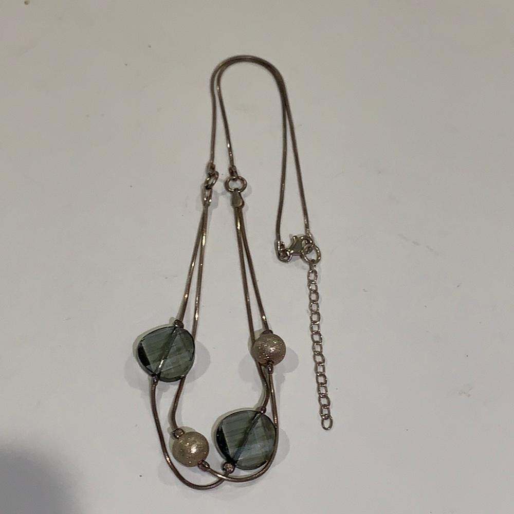 Sterling Silver 925 Faceted Crystals Necklace